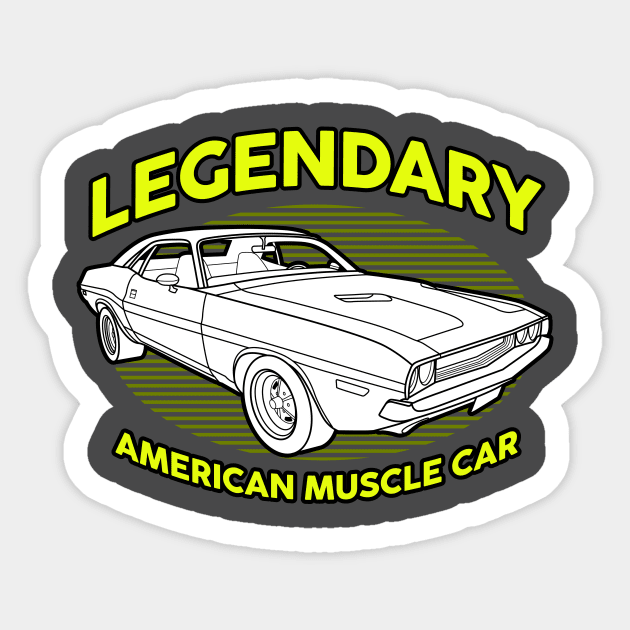 Legendary American Muscle Car Sticker by Drumsartco